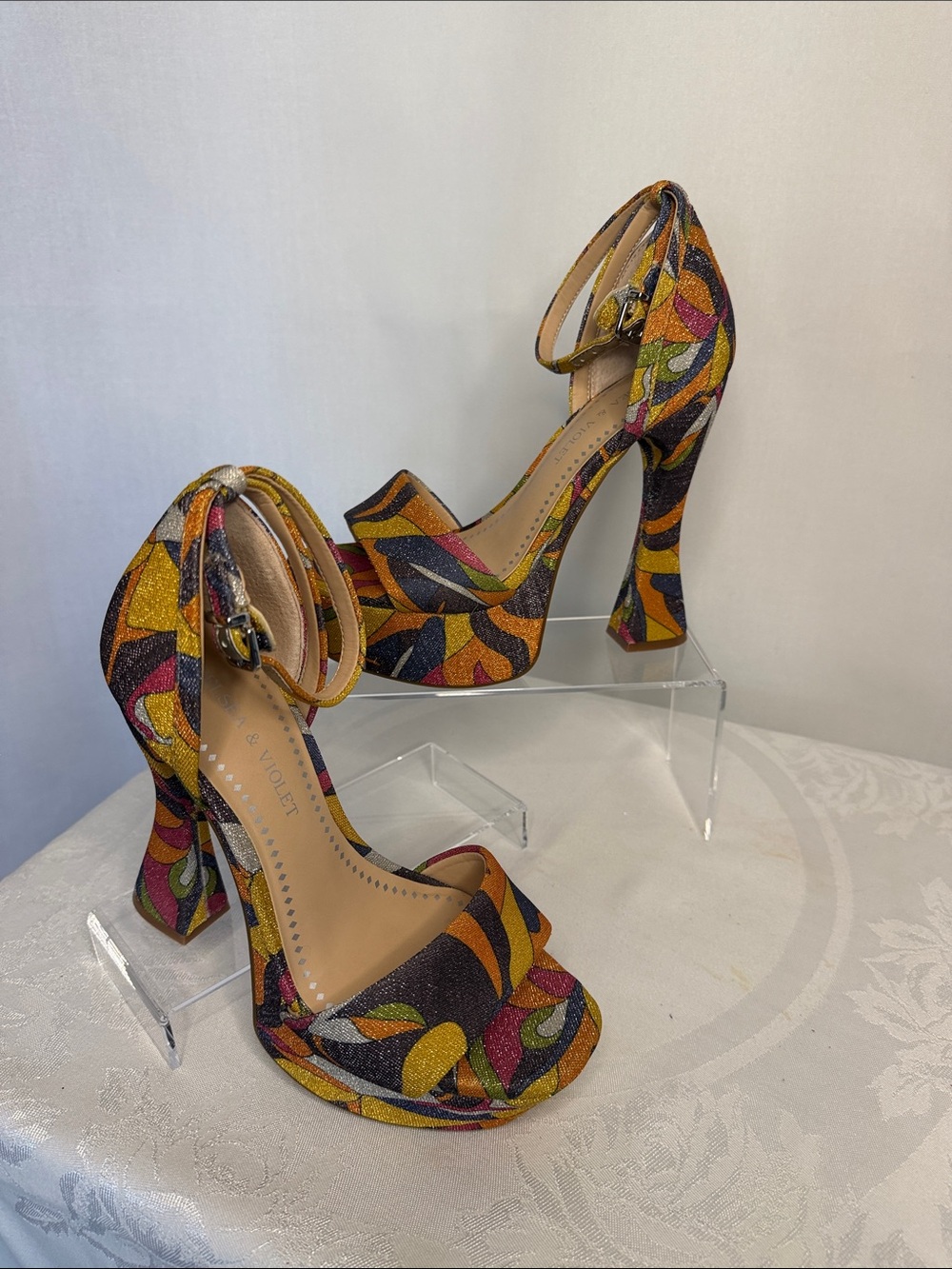 Chelsea & Violet Indi Vintage Print Platform Sandals